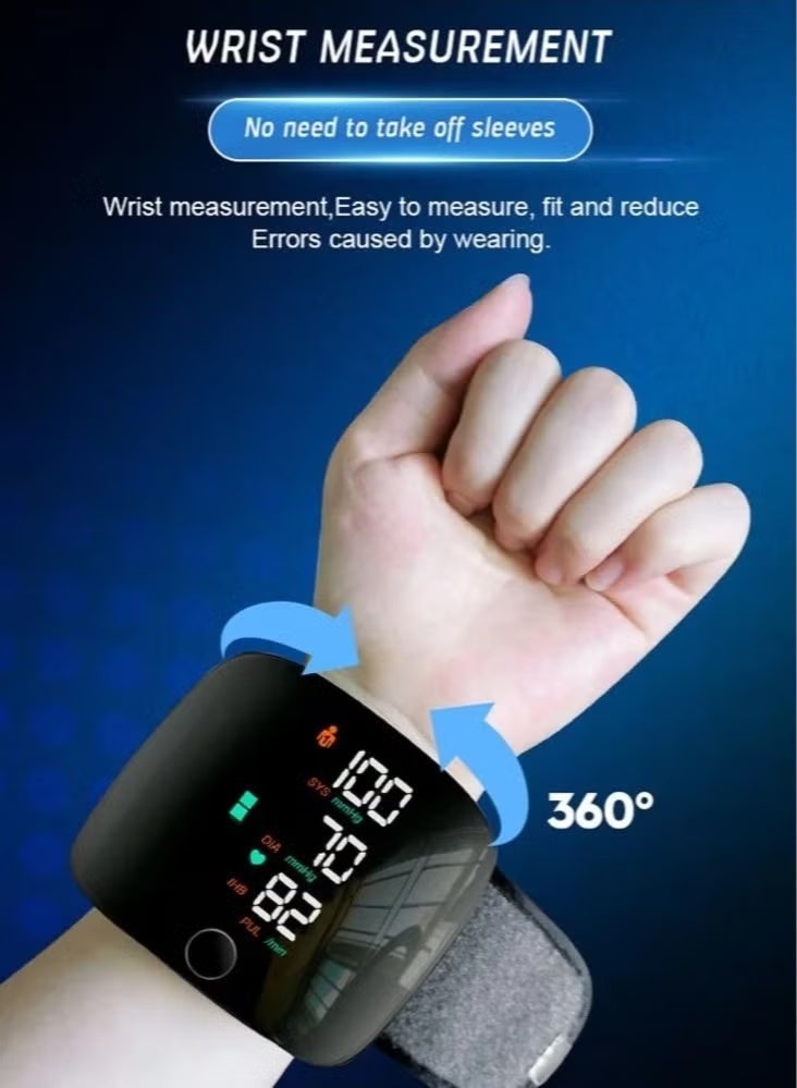 جهاز قياس ضغط الدم الرقمي للمعصم، مزود بكفة قابلة للتعديل، وذاكرة تخزين لـ 99 قراءة، وشاشة عرض كبيرة، وميزة التحدث، وحقيبة حمل، وساعة قياس ضغط الدم الأوتوماتيكية للمعصم. - Image 2